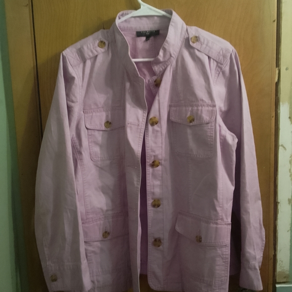 Talbots Jackets & Blazers - Talbots Light‎ Purple Military Button FrontUtility Jacket Size 1x 100% Cotton